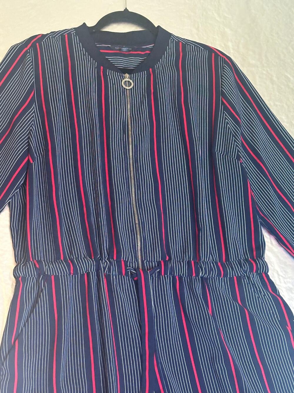 Tommy Hilfiger XL Striped Jumpsuit Navy Red White Wide Leg